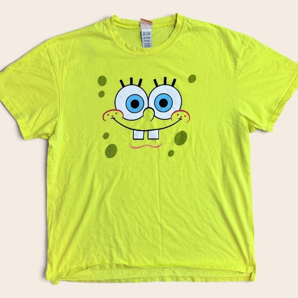 SpongeBob SquarePants Neon Yellow Graphic Tee Medium Y2K Cartooncore Nickelodeon